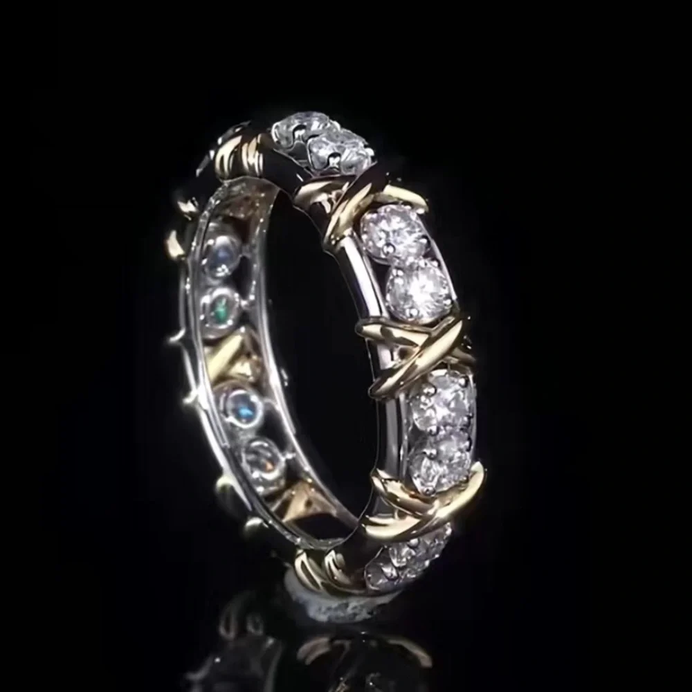 Sterling Silver - Tiffany Style-14k White Gold Finish & White Topaz Ring 9 1/2